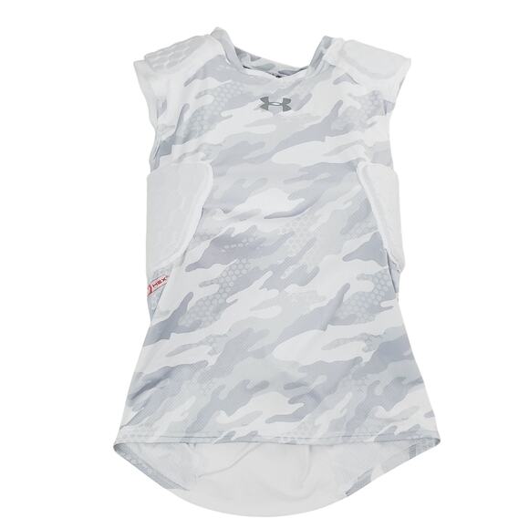 Under Armour Shirt Youth Large White Gray Camo Gameday M Hex Pad Padded Football - Picture 4 of 12
